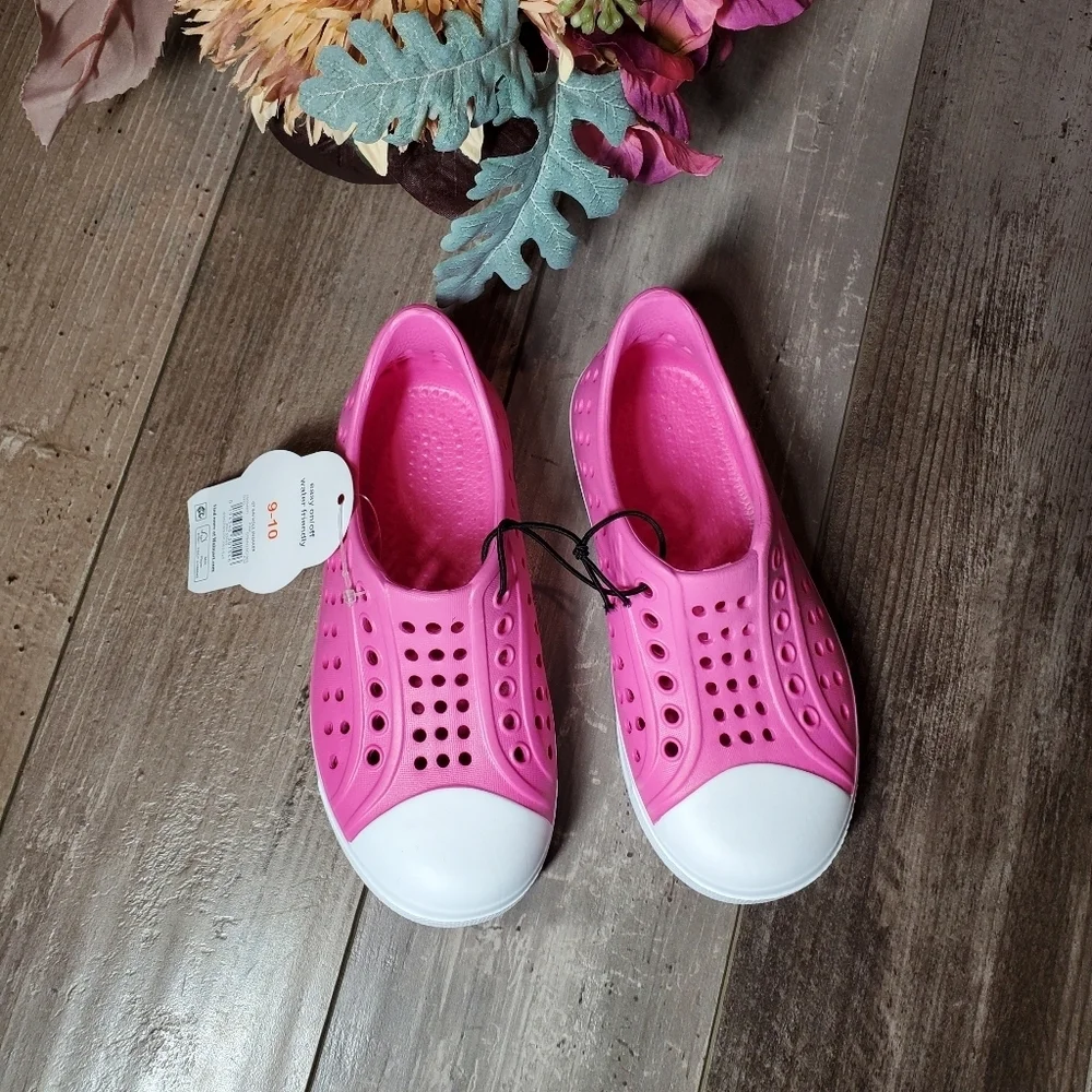 NWT Wonder Nation Toddler Kids EVA Water Sneakers Pink & White Girls Size 9/10